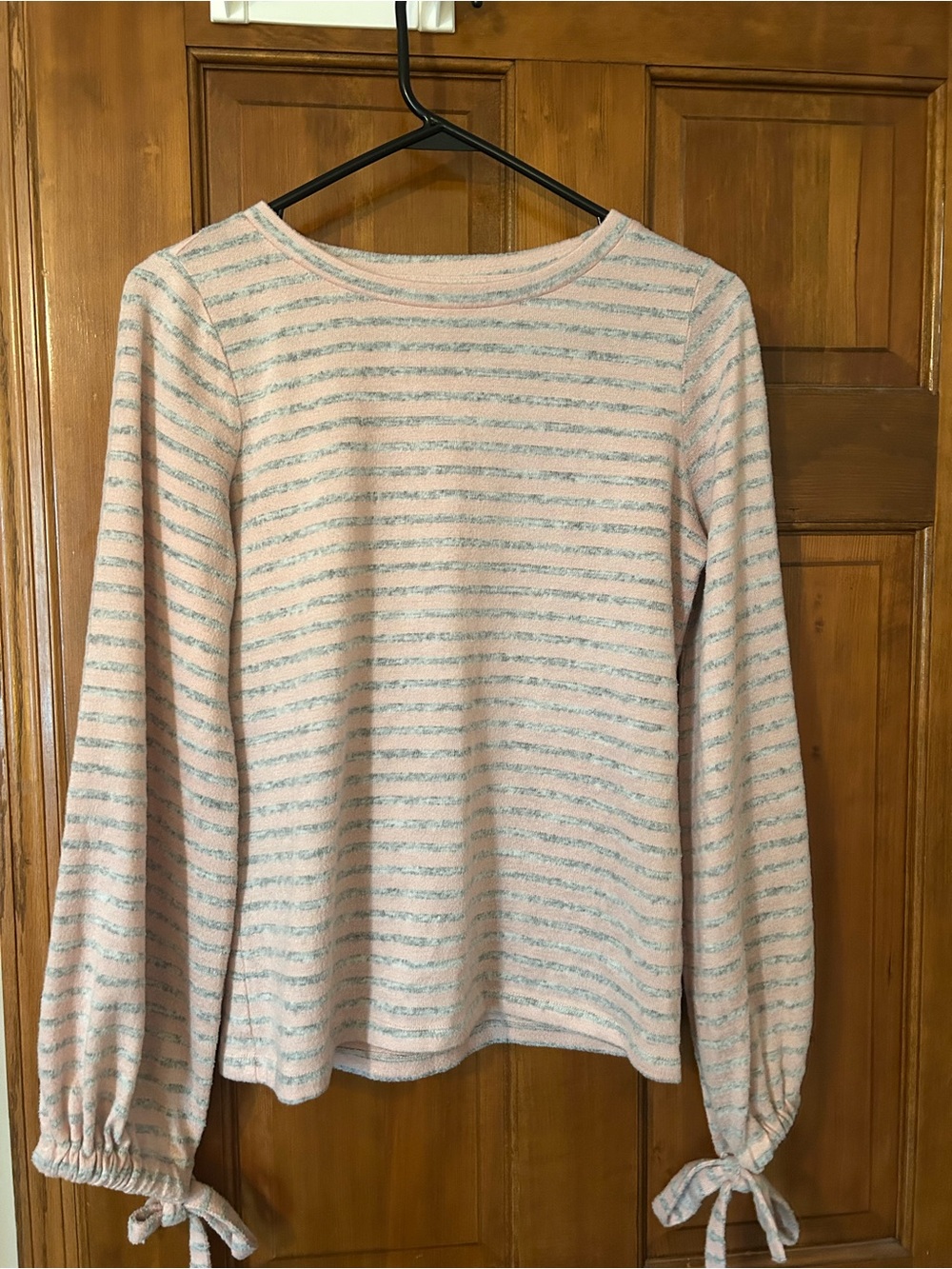 Women’s a.n.a. Lightweight Striped Crewneck Sweater - Pink & Light Grey